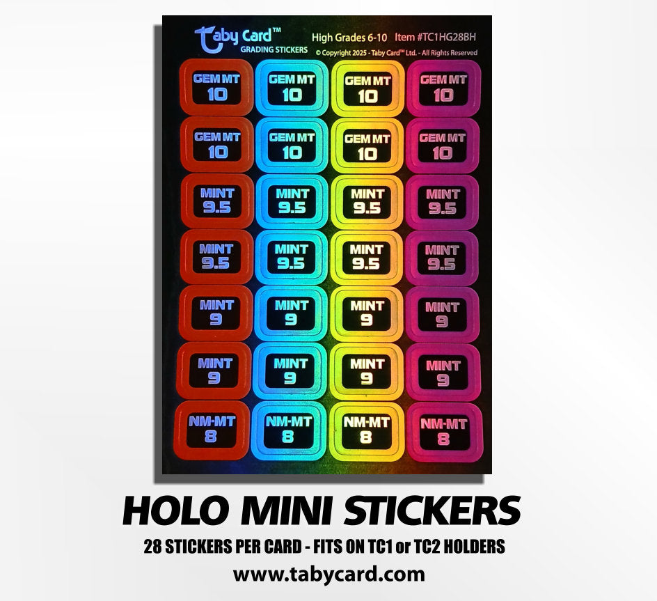 HOLO Mini Stickers - 10 x High Grades Black Variation Taby Card™ #TC1HG28BH (280)