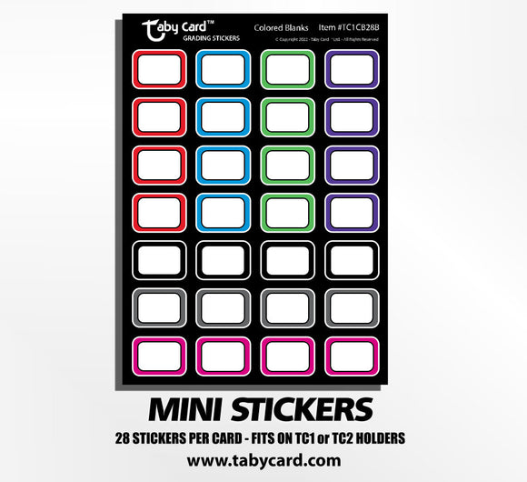 TC1 Taby Card™ Blank Stickers 280 pc. Color Coded Blanks Write-On Stickers! x10 Sticker Cards #TC1CB28B