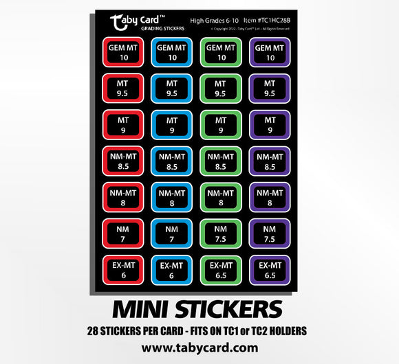 TC1 Taby Card™ Grading Stickers 280 pc. High Grade(s) Stickers! x10 Sticker Cards #TC1HC28B