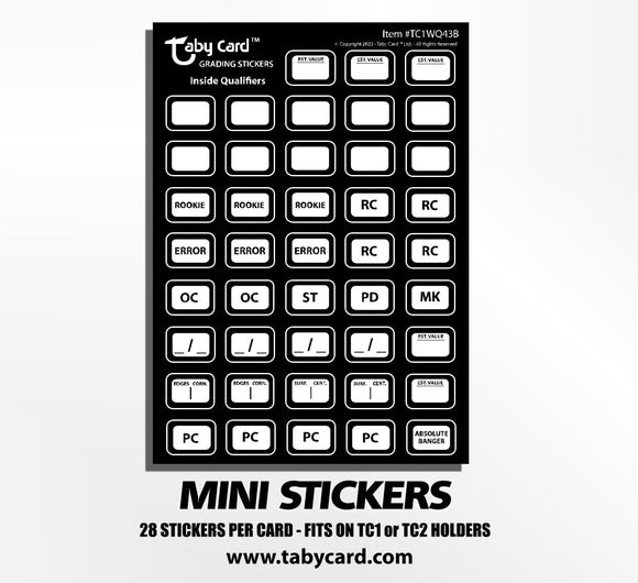 TC1 Taby Card™ Inside Qualifiers 430 pc. Grading Stickers! x10 Sticker Cards #TC1WQ43B