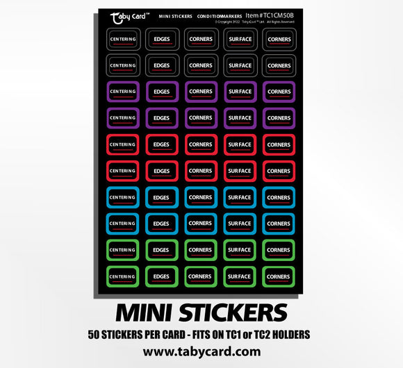Taby Card™ Mini Stickers - Condition Markers 500 pc. Sticker Set 50 each x10 Cards #TC1CM50B