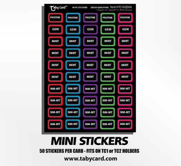 Taby Card™ Mini Stickers - High Grade Qualifiers 500 pc. Sticker Set 50 each x10 Cards #TC1GQ50A