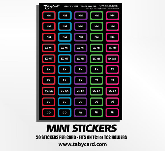 Taby Card™ Mini Stickers - Low Grade Qualifiers 500 pc. Sticker Set 50 each x10 Cards #TC1GQ50B