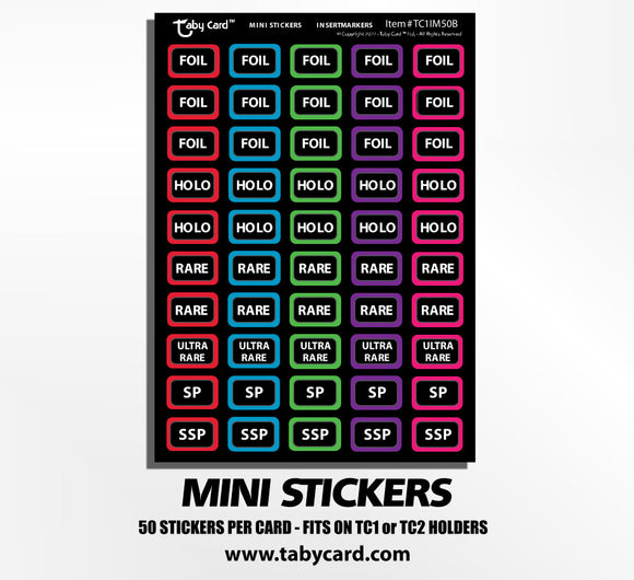 Taby Card™ Mini Stickers - Insert Markers 500 pc. Sticker Set 50 each x10 Cards #TC1IM50B