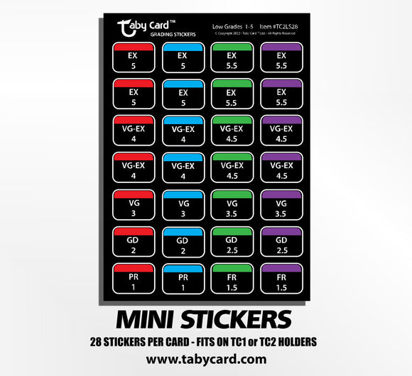 Taby Card™ TC2 280 pc. Low Grade(s) Sticker Set! x10 Sticker Sheets