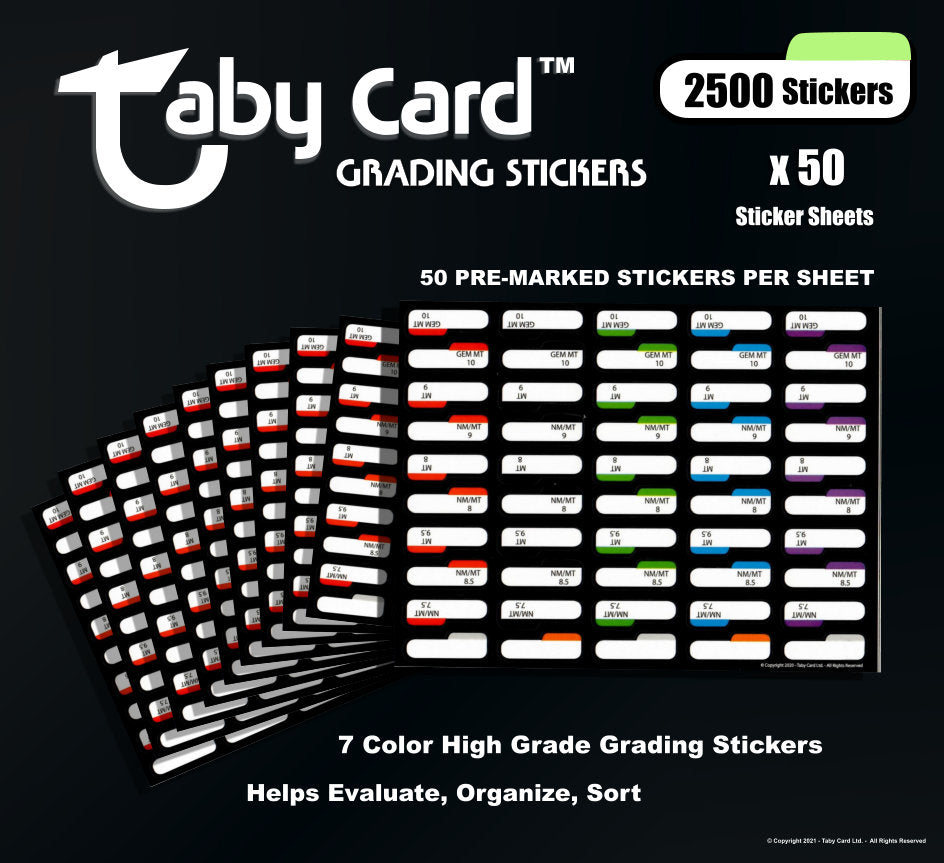 Taby Card™ 2500 pc. TC2 Card Grading Sticker Set! x50 sheets, 50 stickers per sheet
