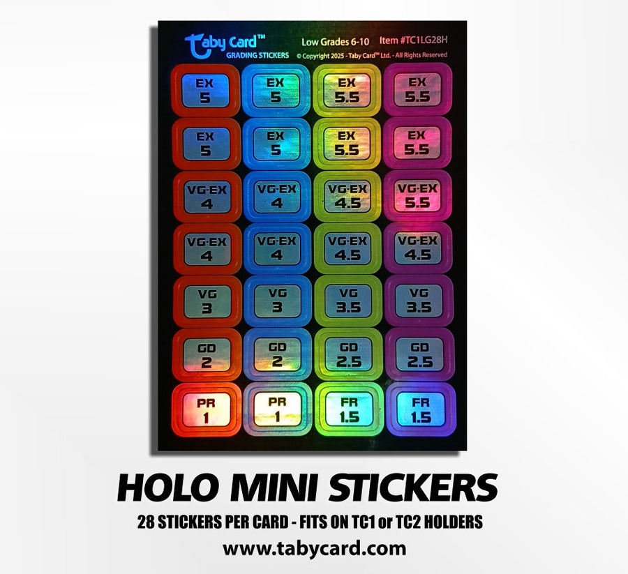 HOLO Mini Stickers - 10 x Low Grades Taby Card™ #TC1LG28H (280)