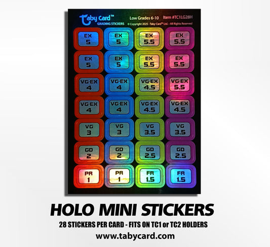 HOLO Mini Stickers - 10 x Low Grades Taby Card™ #TC1LG28H (280)