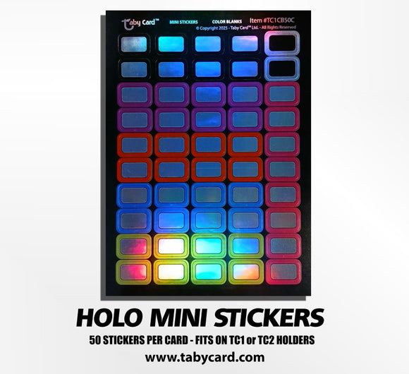 HOLO Mini Stickers - 10 x Write-ON Small Color Blanks Taby Card™ #TC1CB50H (500)