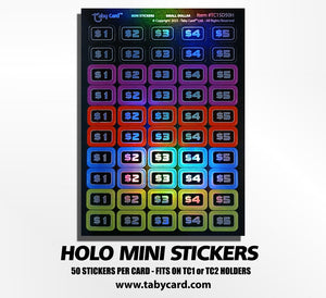 HOLO Mini Stickers - 10 x Small Dollar Pricing Stickers Taby Card™ #TC1SD50H (500)
