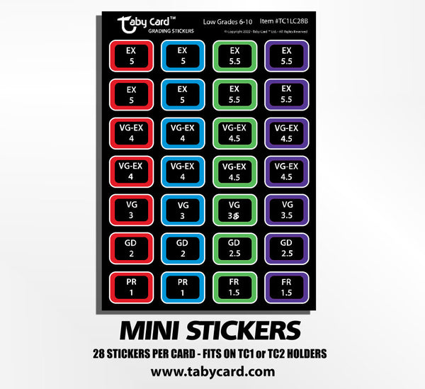 TC1 Taby Card™ Grading Stickers 280 pc. LOW Grade(s) Stickers! x10 Sti
