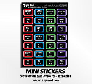 Taby Card™ Comic Book Grading Stickers 280 pc. High Grade(s) Stickers! x10 Sticker Cards #TC9HC28B