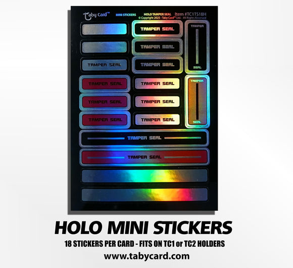 HOLO Mini Stickers - 10 x Tamper Seal Taby Card™ #TC1TS18H (180)