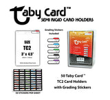 Taby Card™ TC2 Semi Rigid Card Holders  50 Count Pack (Pre-Grading Stickers Included)