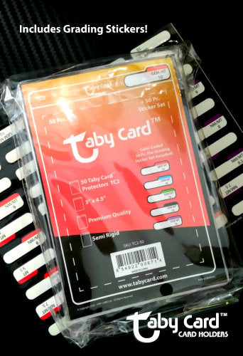 Taby Card™ TC2 Semi Rigid Card Holders 200 Count Box (Pre-Grading Stickers Include)