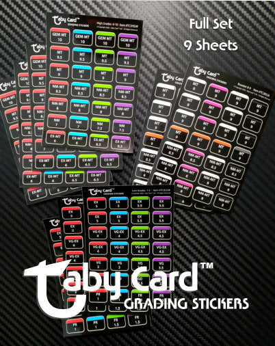 Full Set Black 252 pc. Taby Card™ TC2 Grading Stickers! x9 Sticker Cards Low/High/Booster