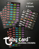 Full Set Black 252 pc. Taby Card™ TC2 Grading Stickers! x9 Sticker Cards Low/High/Booster