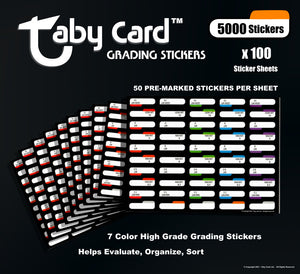 Taby Card™ 5000 pc. TC2 Card Grading Sticker Set! x100 sheets, 50 stickers per sheet